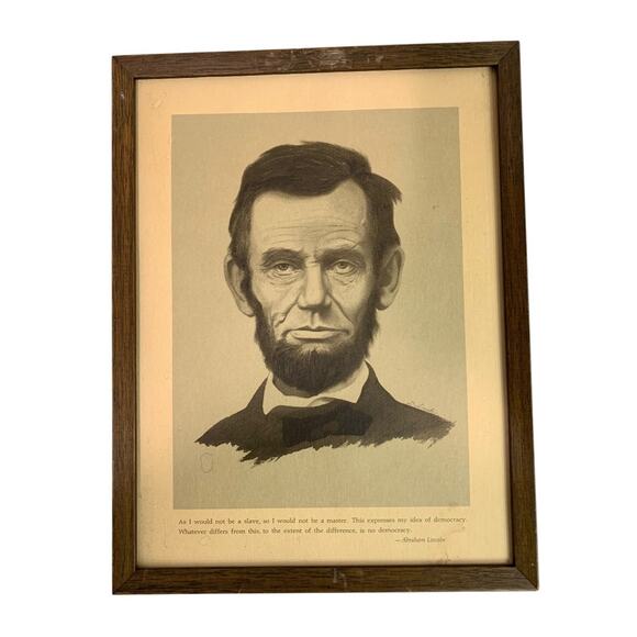 Vintage Abraham Lincoln Framed Print Slave Master Quote  12.75" x 9.75" - Picture 1 of 5